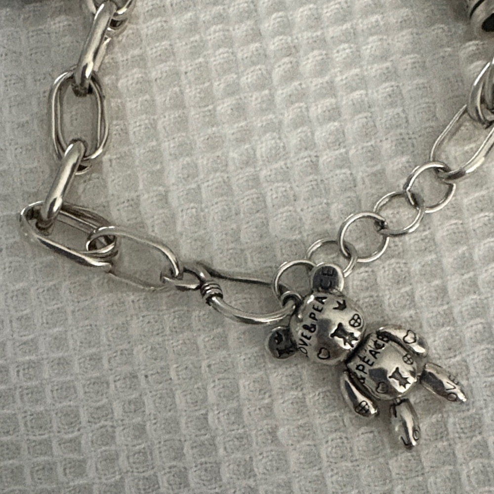 Sterling Silver Heart Charm Bracelet - Silver - Picture 3 of 4